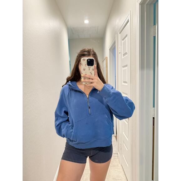 lululemon pitch blue 1/2 zip scuba hoodie - size M/L - Picture 1 of 5